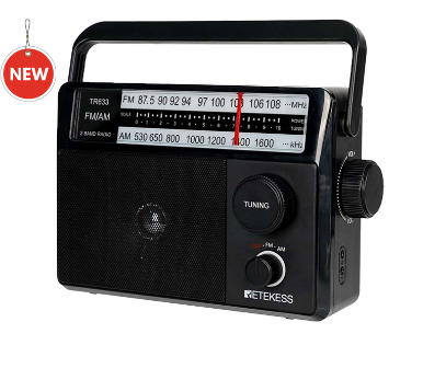 Retekess Portable FM AM Radio with 3.5mm External Antenna Signal Light AA Battery TR633