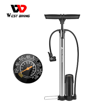 WEST BIKING 160psi Bicycle Pump With Gauge Air Inflator Bike Cycling Riding Electric Car Autocycle Tire