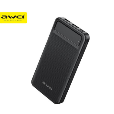 Awei P6K 20000mAh Fast Charging Dual USB Port Power Bank Micro USB and Type C Input Power Bank Black