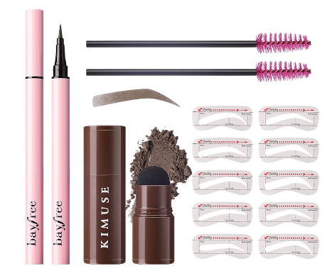 Kimuse Eye Makeup Set One Step Eyebrow Stamp Shaping Kit + Liquid Eyeliner Pen