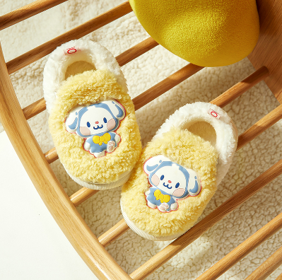 Cheerful Mario Children's Cotton Slippers Bag with Girls Boys Winter Indoor Fluffy Slippers Baby Girls Cute Winter Home Shoes