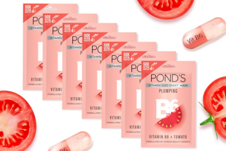 Pond's Vitamin Duo Sheet Mask Plumping Tomato and Vitamin B6 20g (Bundle of 7)
