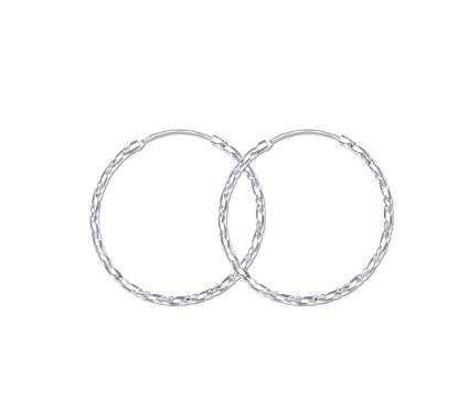 Italy Sterling Silver Twisting Cutting Hoop Loop Earring