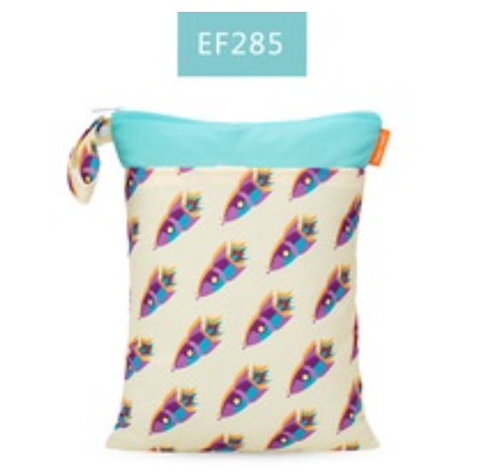 Happyflute 1PC Reusable Waterproof Fashion Prints Wet And Dry Diaper Bag Double Pocket Cloth Handle Wetbags DB6