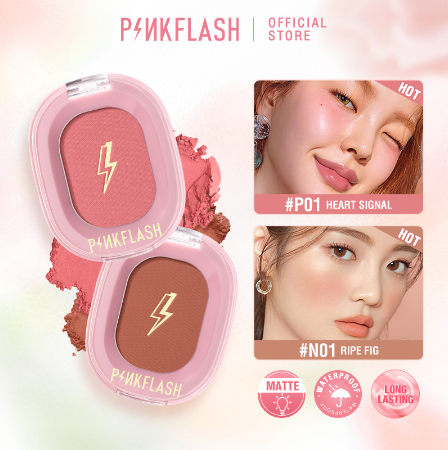 PINKFLASH High Pigment Blush Soft Waterproof Powder Naturally Pigmented Blusher Cruelty-Free Face Makeup Oh My Honey