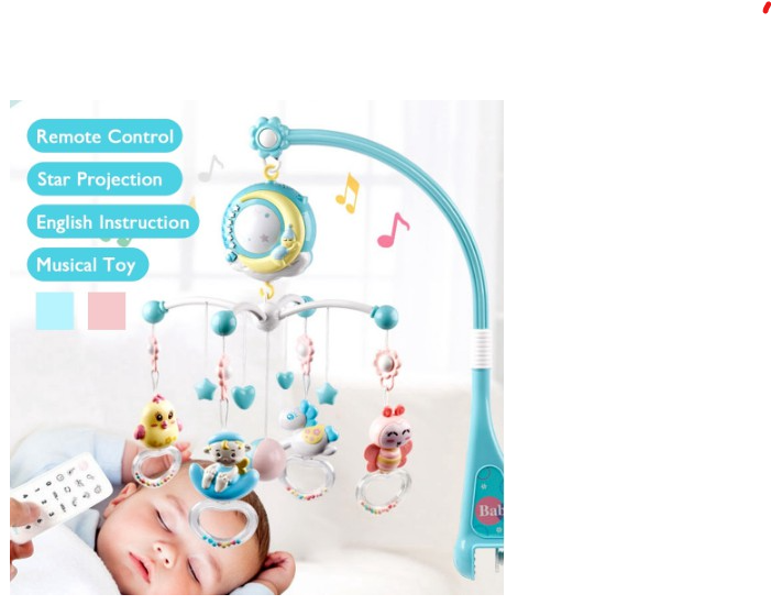0-12 Months Baby Remote Control Rotating Musical Crib Mobile Bed Rattle Bell Toy