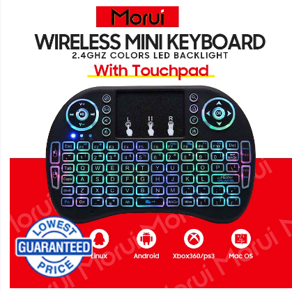 MORUI I8 Mini Keyboard 2.4GHz Backlight Wireless Mini Keyboard with Touchpad