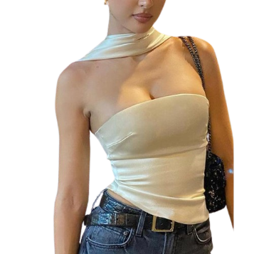 Lovito Women Elegant Plain Backless Halter Neck Tank Top LNL43005