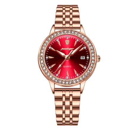 POEDAGAR watch for woman waterproof 2023 sale original korean style new fashion stainless steel quartz diamond watch RED