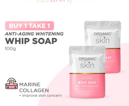 Organic Skin Japan Antiaging Whitening Whip Soap Anti Aging Whipp Soap (100g) Set of 2