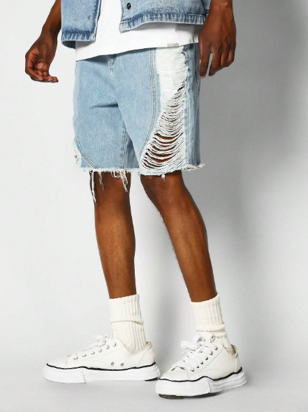 SUMWON Denim Side Distressed Short