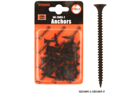 STANDARD Black Screws Anchors High Quality Hardware Tools (SD1005-1-SD1005-5)
