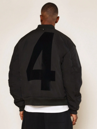 SUMWON Zip Through Bomber Jacket With Back Number Graphic Print