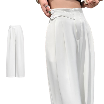 Lovito Women Asymmetrical Pants L68ED110 (White)