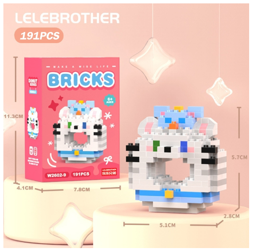 Lboyu Cute Cartoon Donut Building Block Ornaments Compatible with Lego Children's Toys M6