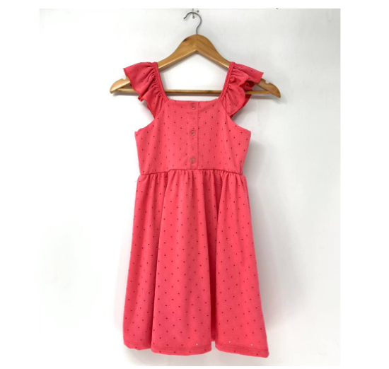 Sonya Kids Fashion Ruffle Top Dress Plain Gingham C15