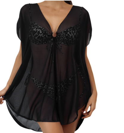 Women Ring Linked Sheer Mesh Cover Up Dress Cover Up Mini Dress Beach Wrap Bikini Shiny Wraps Cover Ups For Swimwear Dress