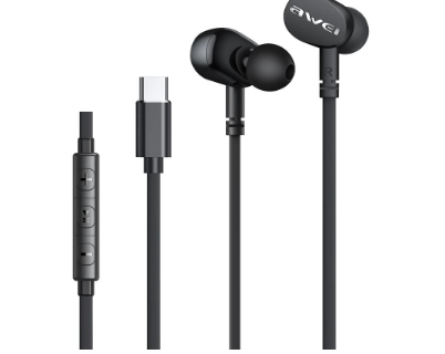 Awei TC-7 In-Ear Wired Headset Type-C Stereo Earphone Sport Headphones With Mic Earbuds Earphones