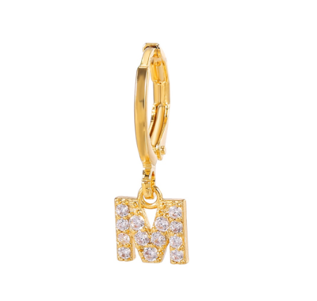 A-Z Letter Earrings Fashion Gold Plated Hoop Drop Earrings Diamond Stud Earrings Women's Jewelry M