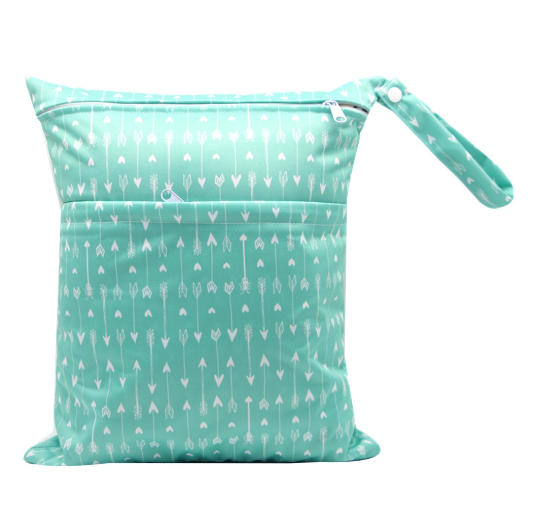 Diaper Wet Dry Bags Duble Zipper Printed Portable Waterproof Dag Storage Bag Swimwear Bag  30x36cm