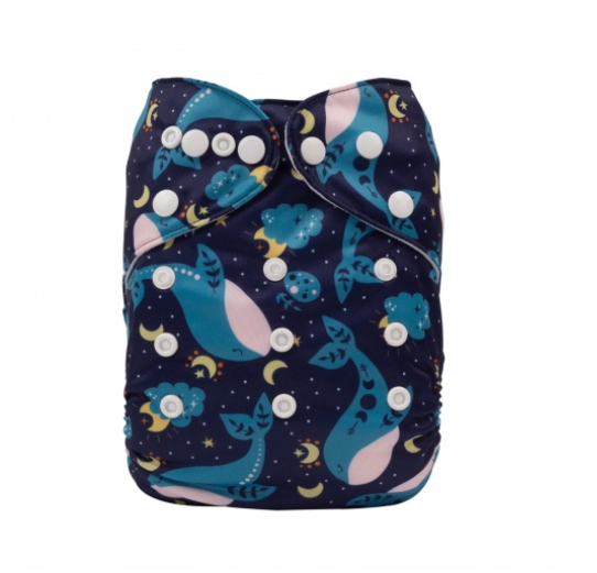 Alva Baby Cloth Diapers 1Set With Bamboo Charcoal Insert Printed Washable Diapers Cloth Diaper Pocket Nappy D10