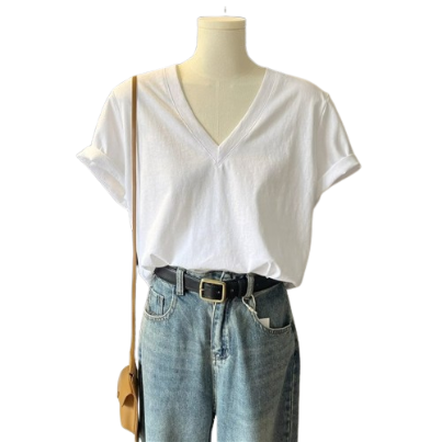 Lovito Women Embroidery Basic T-Shirt LNE20165 (White)