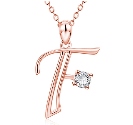 26 Letter Rose Gold Necklace Pendant Classic Fashion Men's and Women's Letter Diamond Necklace Jewelry Wholesale F