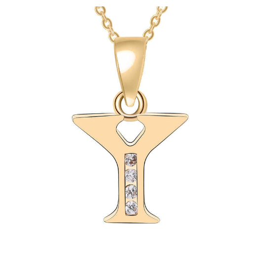 Couple Jewelry Fashion Gift Gold Color Cubic Zirconia A-Z Letter Copper Women Chain Pendant Initial Y