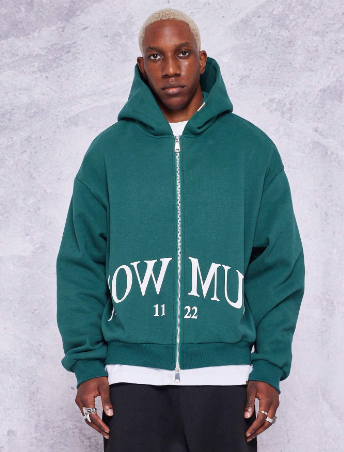 SUMWON Heavyweight Zip Through Hoodie With Front Graphic