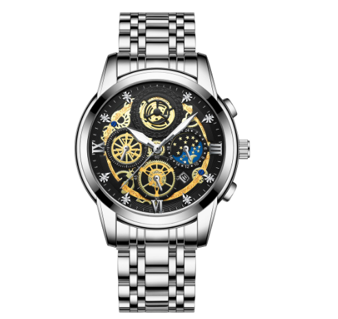 Binbond Men's Quartz Watch Hollow New Concept Waterproof Watch Multifunctional Wrist Watch 7