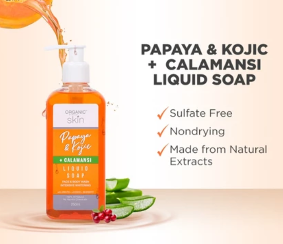 Organic Skin Japan Papaya & Kojic + Calamansi Liquid Soap 250 ml Moisture Face and Body Wash