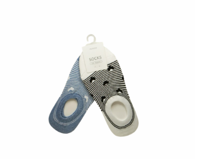 MUMUSO Women Invisible Socks 2-Pack/Hearts/White & Grey