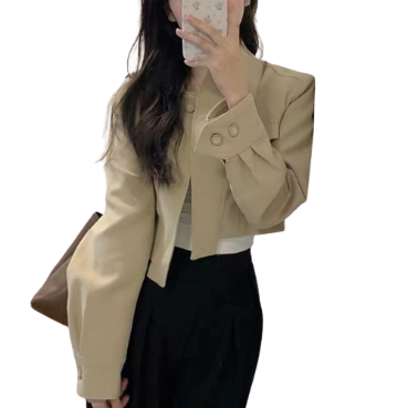 Lovito Women Button Coat LNA37194 (Khaki)