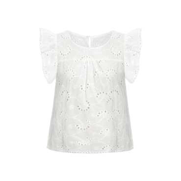 Lovito Women Eyelet Embroidery Ruffle Blouse Lne19124 (Multi-color)
