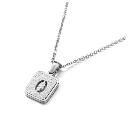 St. Kunkka 316L Stainless Steel Hollow A-Z Letter Pendant Necklace for Gift and Birthday Gift  Q
