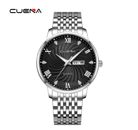 CUENA New Men's Watch Fashion Business Automatic Date Stainless Steel Waterproof Quartz 6069 M4