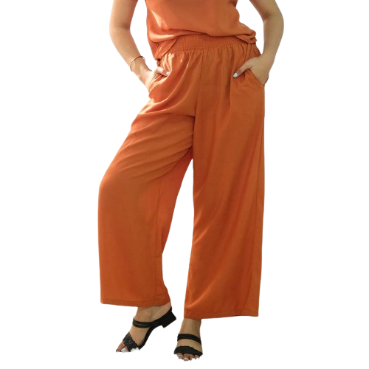 INSPI Chic Boho Square Pants for Women Wide Leg Cotton Highwaist Pink Black Gray Beach Outfit (Rust)