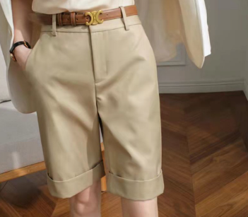 Lovito Casual Plain Pocket Shorts for Women LNE16144 Khaki