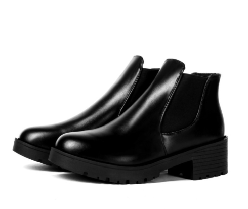 Ladies BV Style PU Leather Boots Rainproof Mid Heels