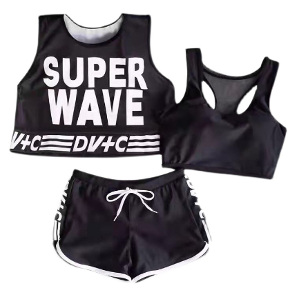 New Sporty Style Swimsuit, Sexy High Waisted Bikini 3-Piece Set, High-Quality Fabric, Beach Outfit Y93