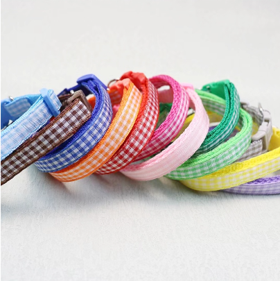 Pet collar dog cat cute grid pattern bell collar pet supplies