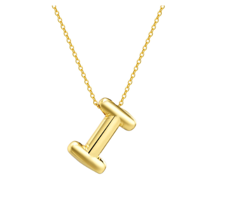 Meaeguet Initial Necklace for Women Girls,Dainty Gold Balloon Bubble Letter Necklace Layered Necklaces Puffy Name Personalized I