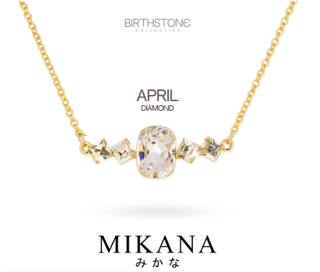 Mikana Birthstone 18k Gold Plated April Diamond Pendant Necklace Accessories Jewelry For Women
