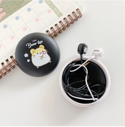 2023 New Cartoon Subwoofer Headphone Cable With Storage Box Universal Portable Earphones Suitable For OPPO Huawei Vivo Red Rice