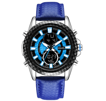 SMAEL 1373 Top Luxury Brand Men's Watch Fashion Dual Display Sports Wristwatch Multifunction Waterproof Military LED Quartz Watch M1
