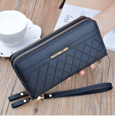 Mumu 1053 Double Zipper Clutch Wallet Ladies Wallets Long Fashion Phone Pouch Card Holder For Woman