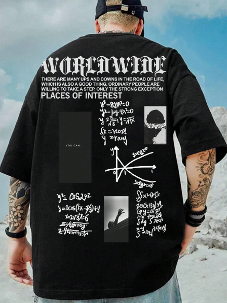 Manfinity LEGND Plus Size Men's Letter Print Casual Short Sleeve Round Neck T-Shirt