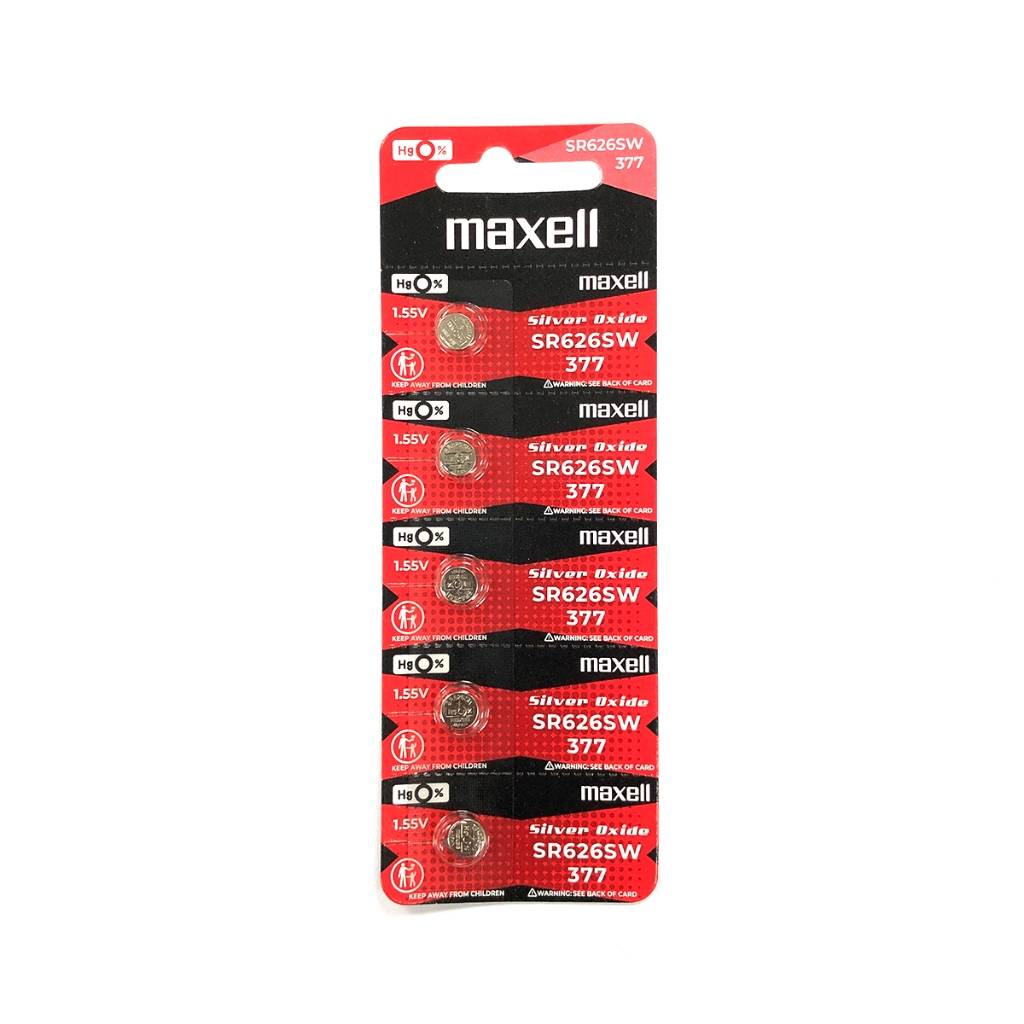 Maxell SR626SW Silver Oxide Battery Pack of 5