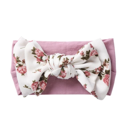 New Chiffon Bow Print Children's Knotted Headband Baby High Elasticity Super Soft Baby Headband HB10