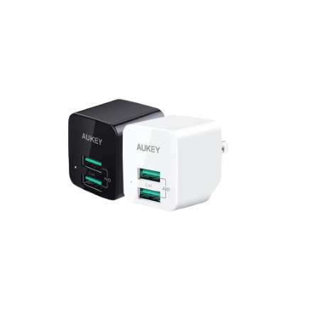 AUKEY PA-U32 12W Dual USB 5V 2.4A Mini AiPower Charger for iPhone 14 13 12 Pro Max Android Samsung